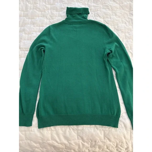 Lauren Ralph Lauren Kelly Green Turtle Neck Sweater %100 Cotton - Picture 8 of 10